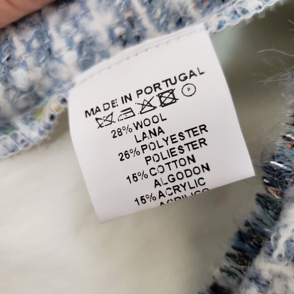 Vilagallo 40 Tweed Blazer Wool Blend Pockets Open Jacket Womens Size Large - Picture 6 of 13